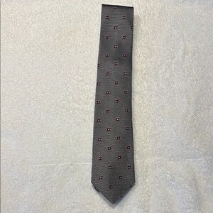 Ike Behar Gray and Red Tie with Subtle Pattern